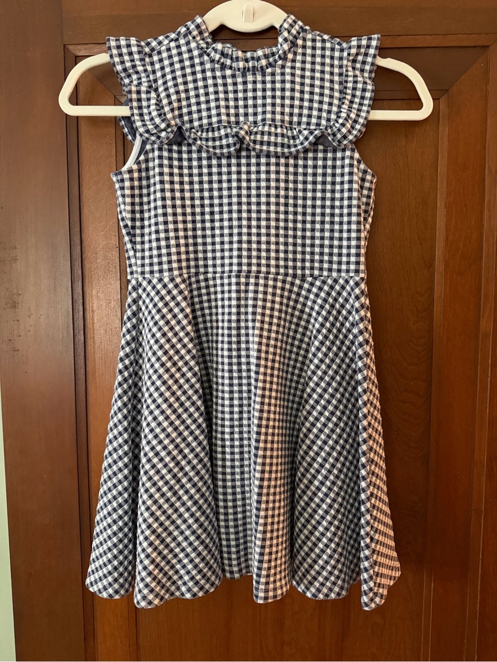 Janie and Jack Navy and White Gingham Ruffle Collar Dress